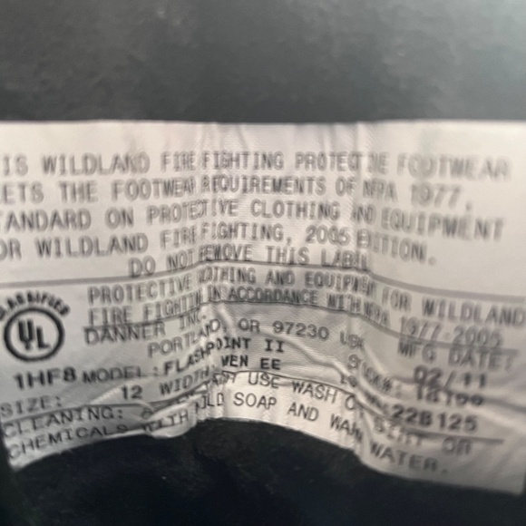 DANNER FLASHPOINT II Mens Black Boots Style 18100 12 Width EE Firefighters USA - Picture 9 of 9